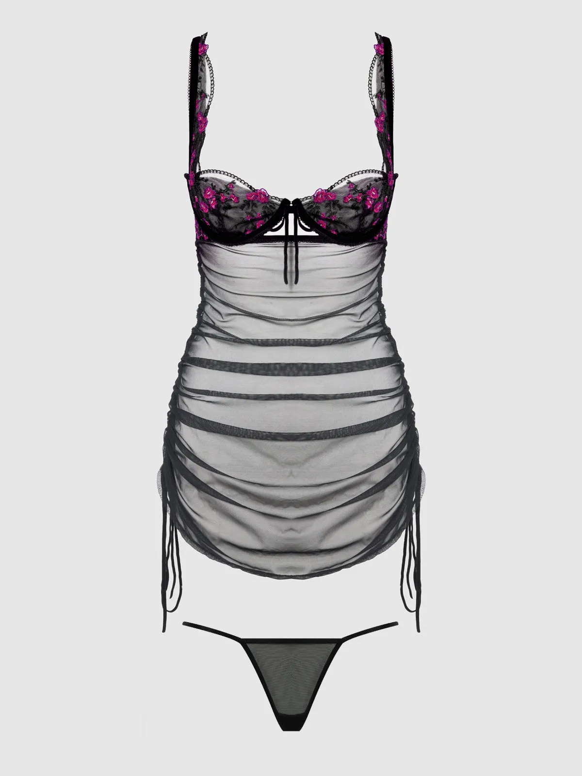 Harlow Embroidered Stretch Mesh Chemise by Frederick's of Hollywood