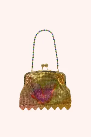 Impressionism Butterfly Chainmail Purse Gold Annasui