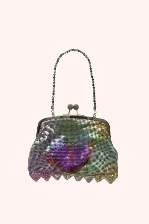 Impressionism Butterfly Chainmail Purse Silver Annasui