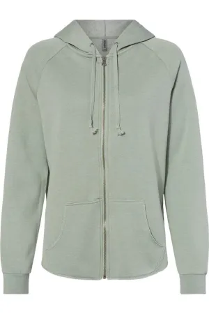 Independent Trading Co. Womens California Wave Wash Full-Zip Hooded Sweatshirt