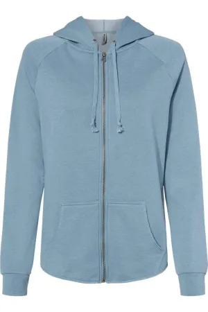 Independent Trading Co. Womens California Wave Wash Full-Zip Hooded Sweatshirt
