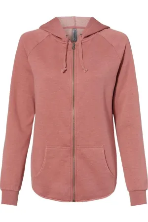 Independent Trading Co. Womens California Wave Wash Full-Zip Hooded Sweatshirt
