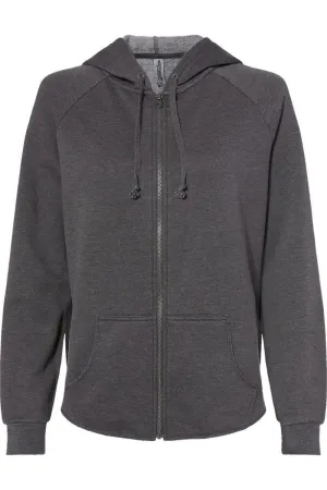 Independent Trading Co. Womens California Wave Wash Full-Zip Hooded Sweatshirt
