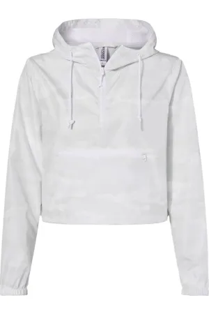 Independent Trading Co. Womens Lightweight Quarter-Zip Pullover Crop Windbreaker