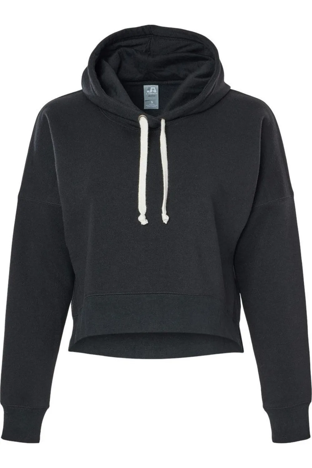 J. America Womens Crop Hooded Sweatshirt