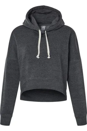 J. America Womens Crop Hooded Sweatshirt