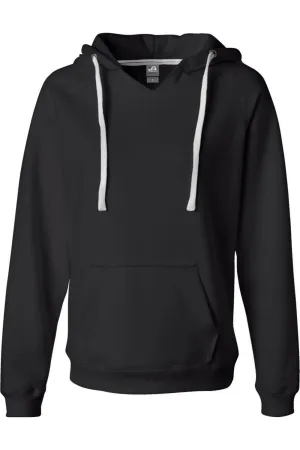 J. America Womens Sueded V-Neck Hooded Sweatshirt