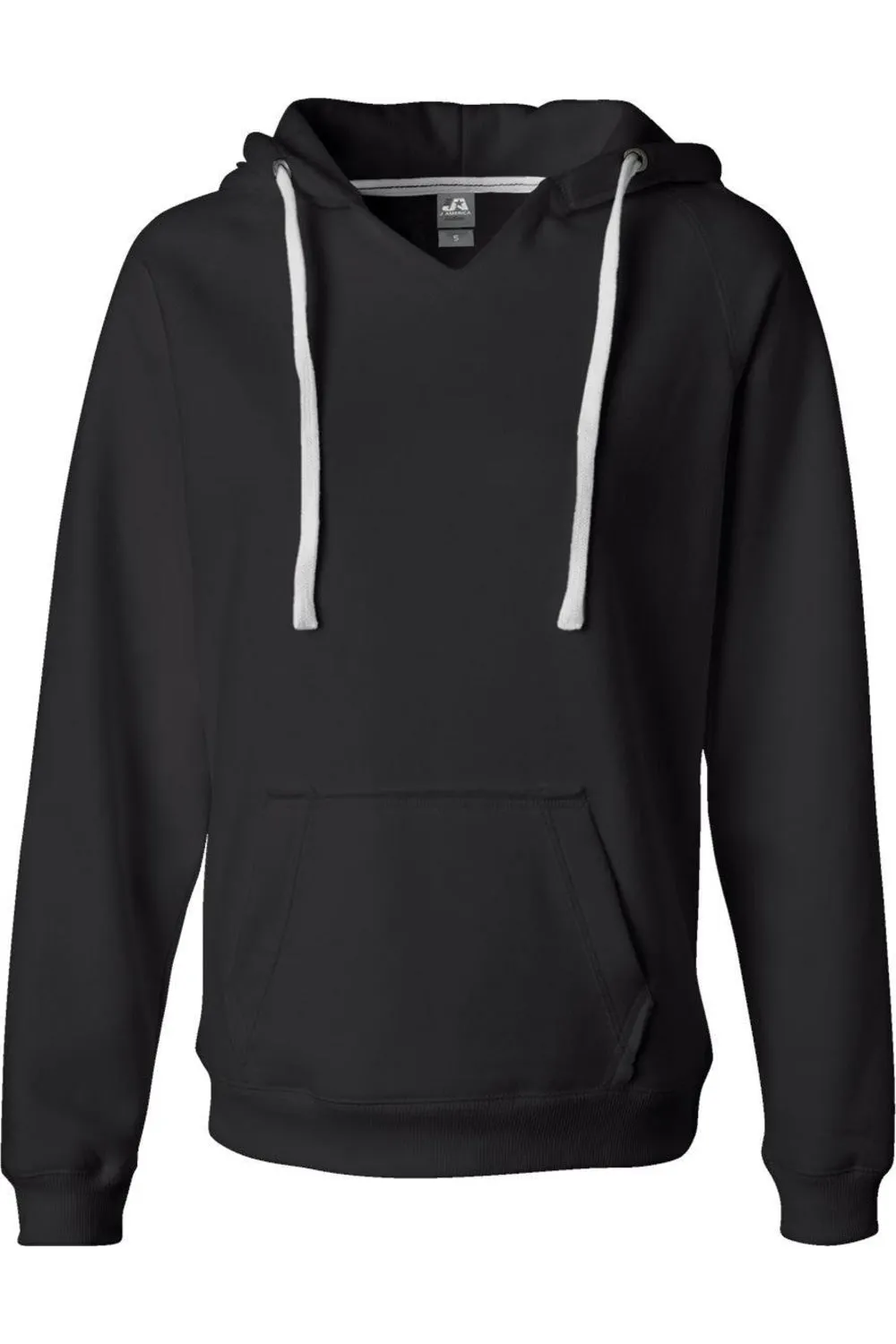 J. America Womens Sueded V-Neck Hooded Sweatshirt