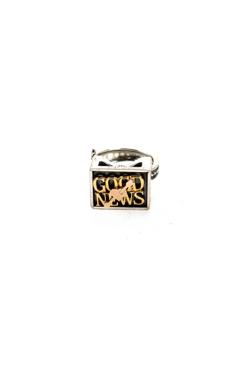 Jasper Womens Sterling Silver Yellow Gold Good News Cocktail Ring