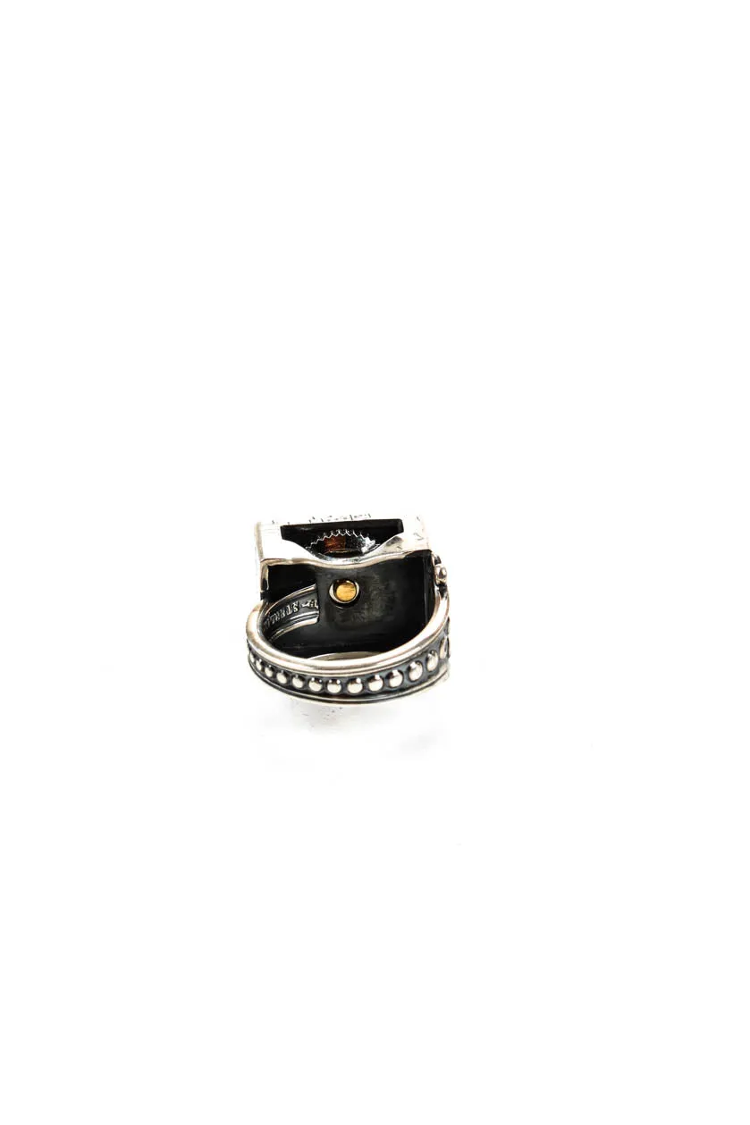 Jasper Womens Sterling Silver Yellow Gold Good News Cocktail Ring