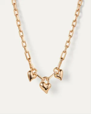 JENNY BIRD - PADLOCK TRIPLE HEART PENDANT NECKLACE