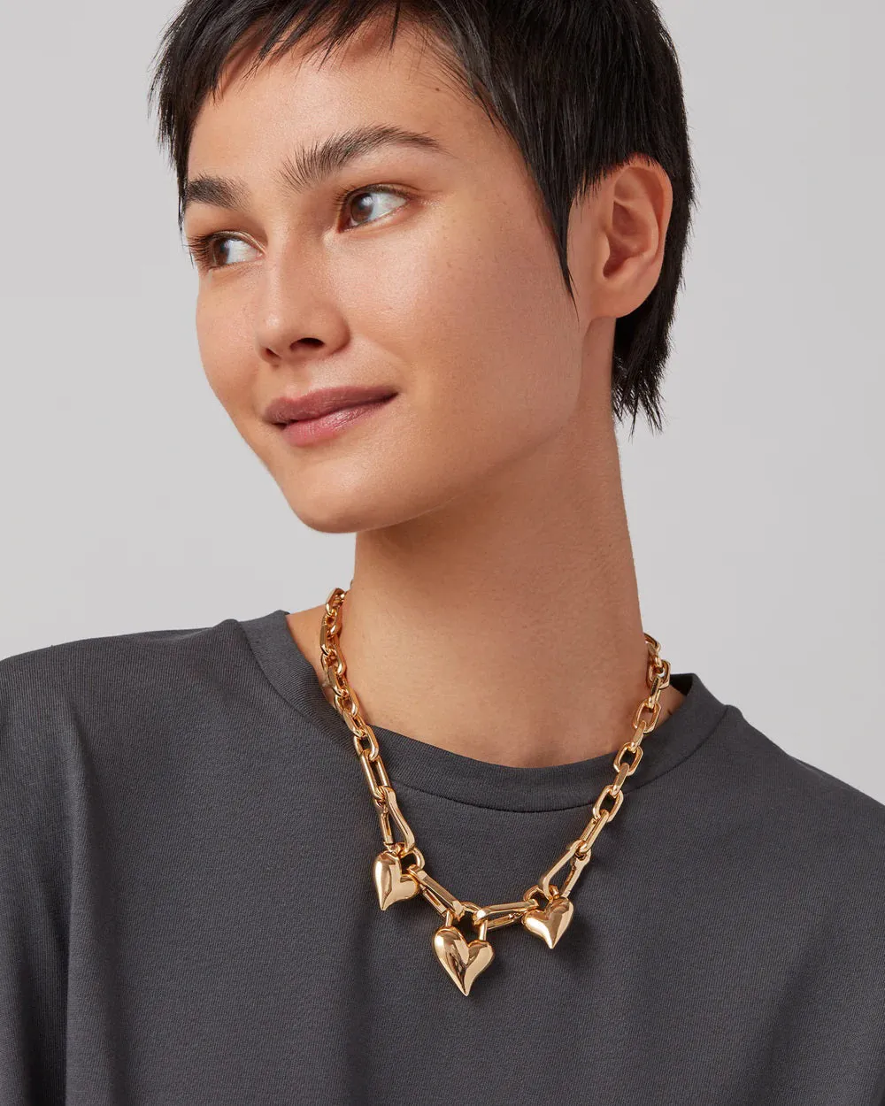 JENNY BIRD - PADLOCK TRIPLE HEART PENDANT NECKLACE