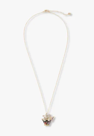 Jeweled Cat & Butterfly Chalice Necklace Annasui