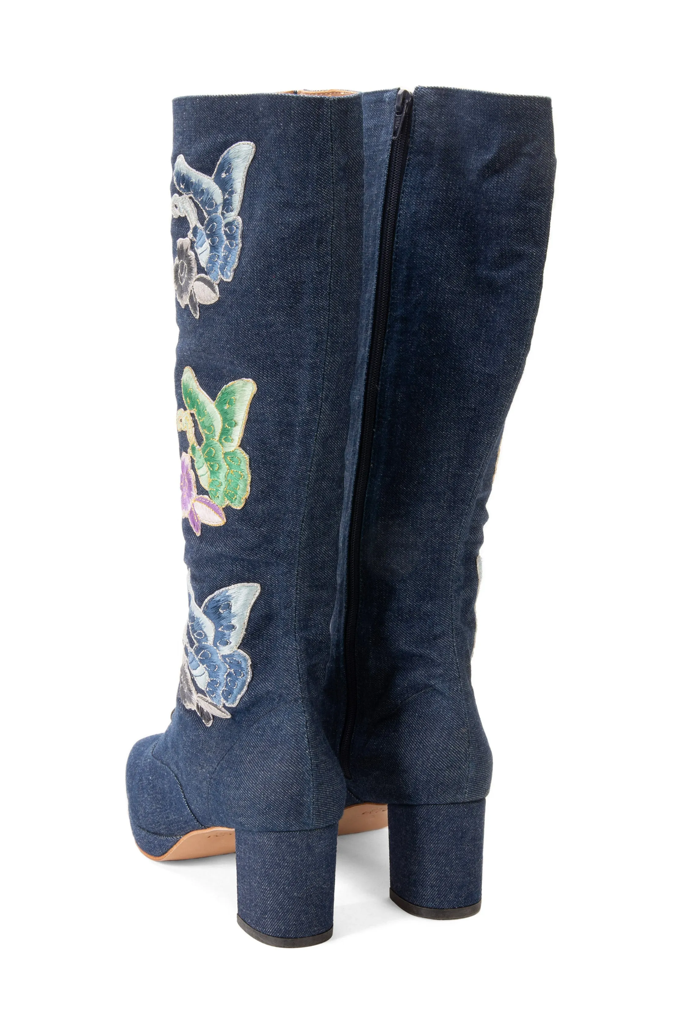 John Fluevog x Anna Sui Butterfly Boots- Denim Blue Annasui