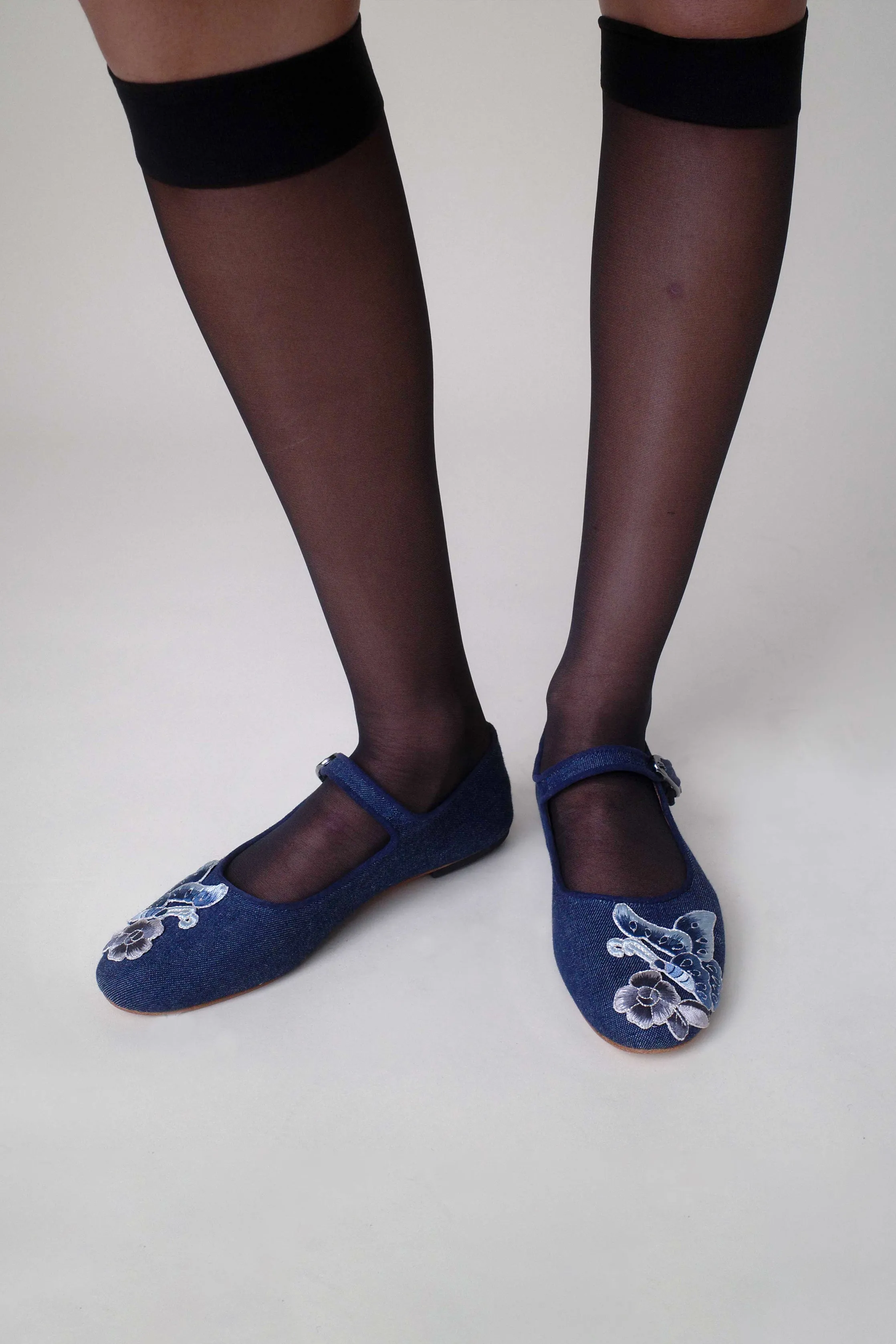 John Fluevog x Anna Sui Butterfly Mary Janes-Denim Blue Annasui