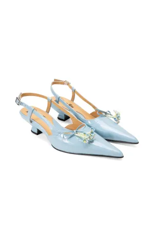 John Fluevog x Anna Sui Slingback Heels- Blue Annasui