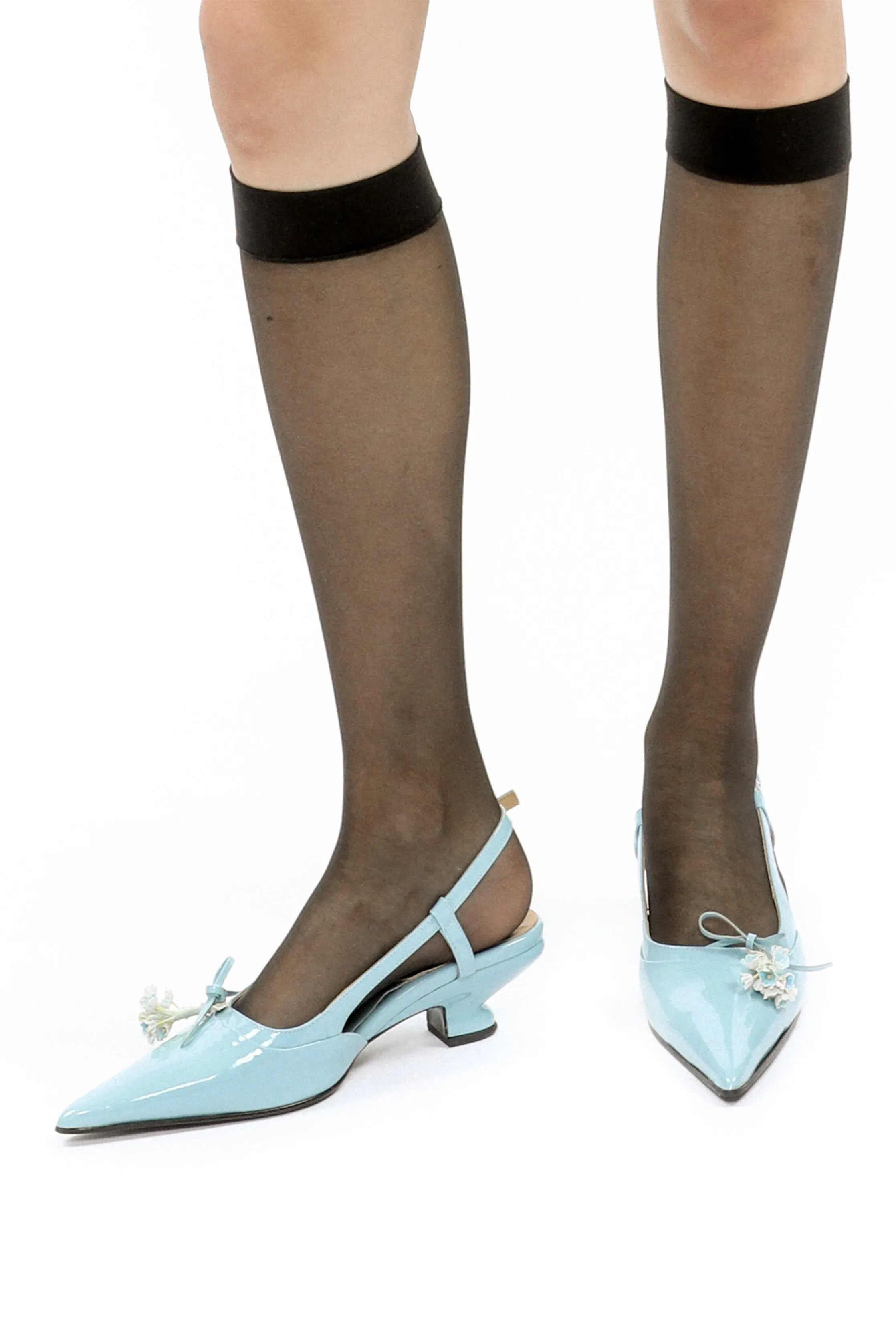 John Fluevog x Anna Sui Slingback Heels- Blue Annasui