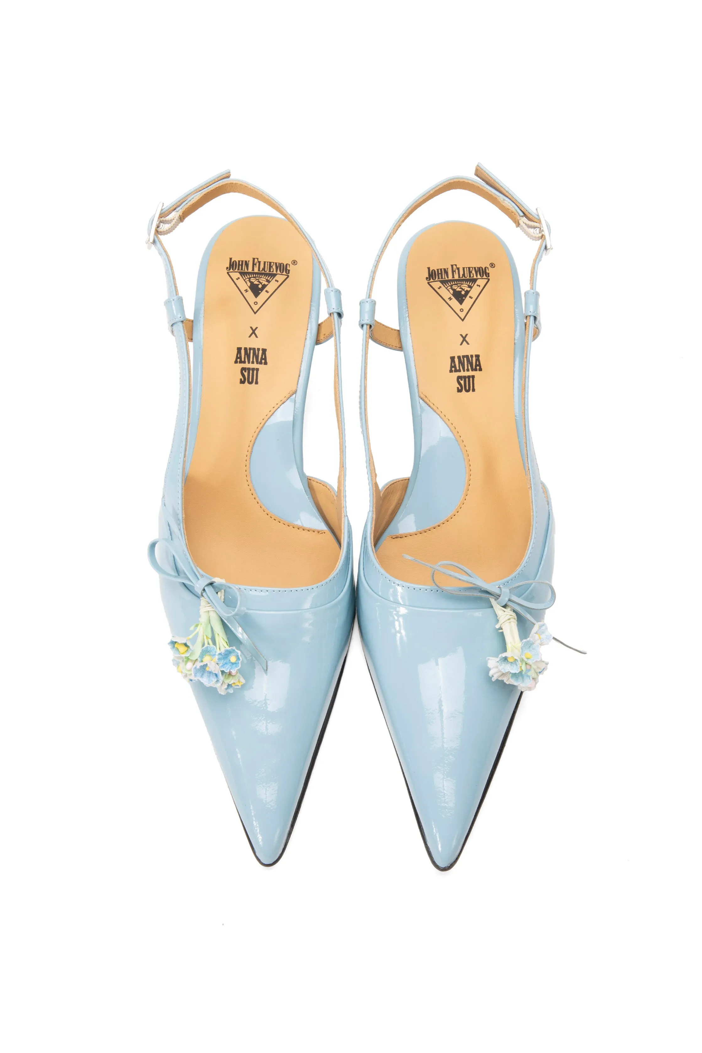 John Fluevog x Anna Sui Slingback Heels- Blue Annasui