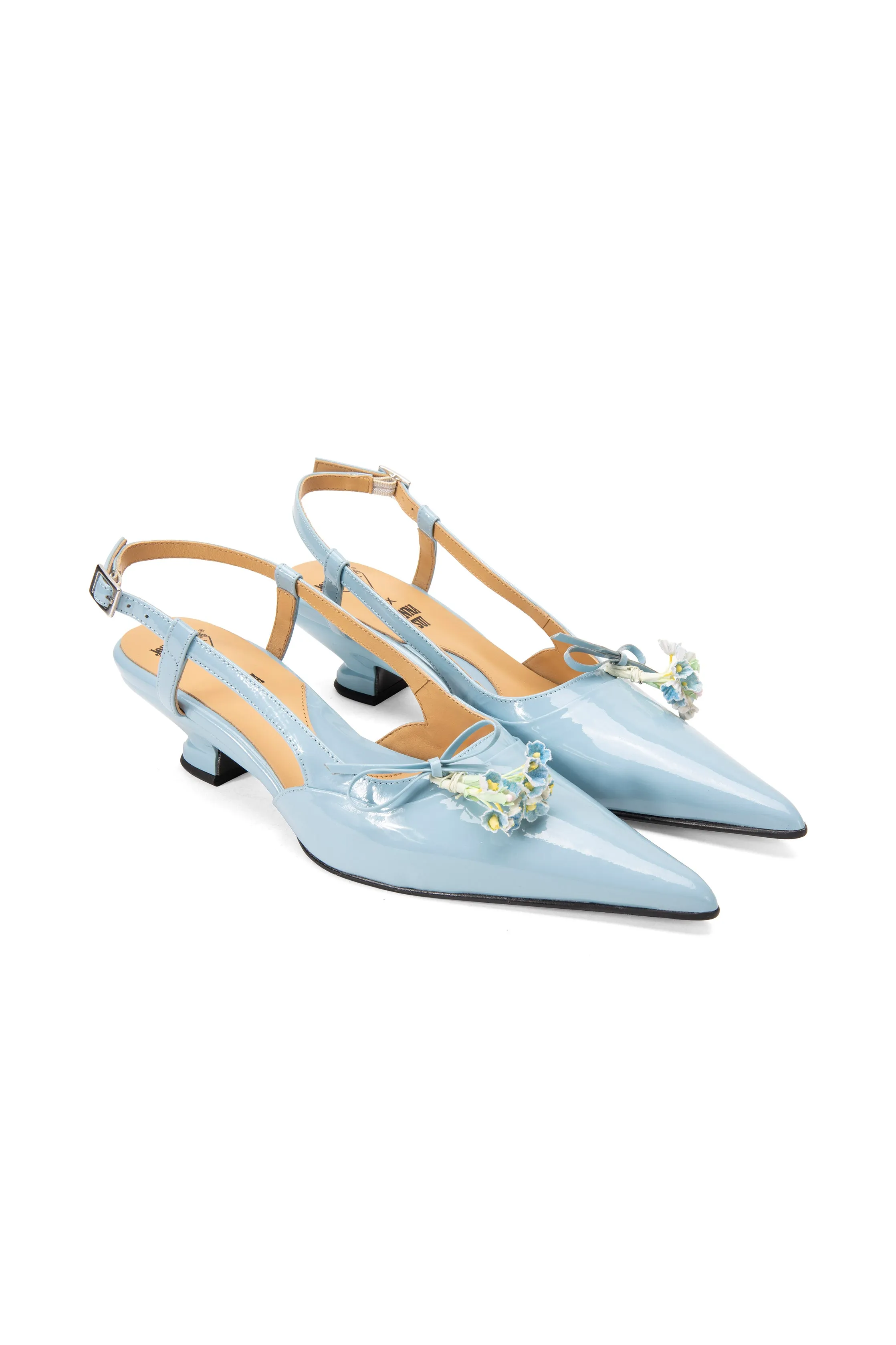 John Fluevog x Anna Sui Slingback Heels- Blue Annasui