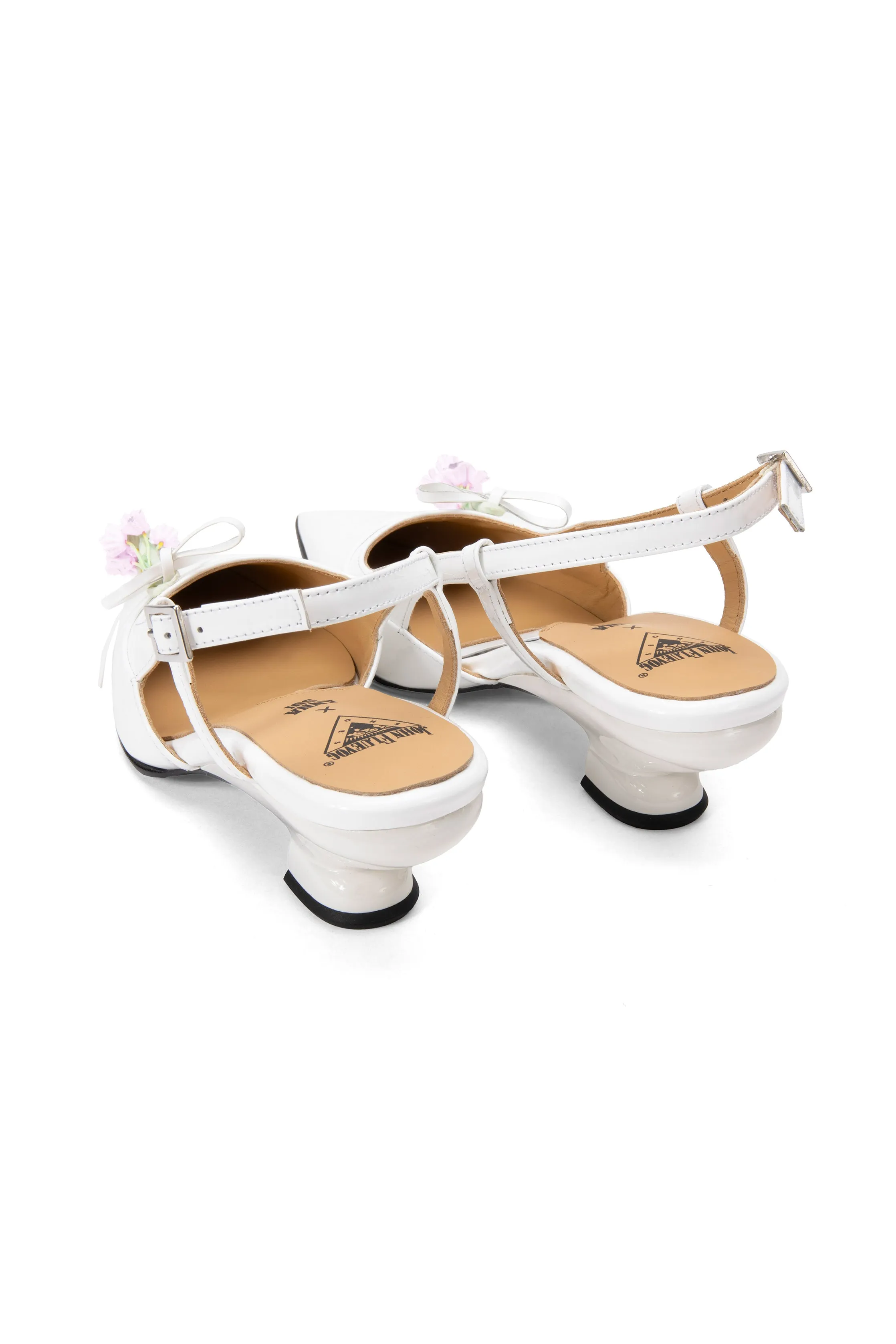 John Fluevog x Anna Sui Slingback Heels- White Annasui
