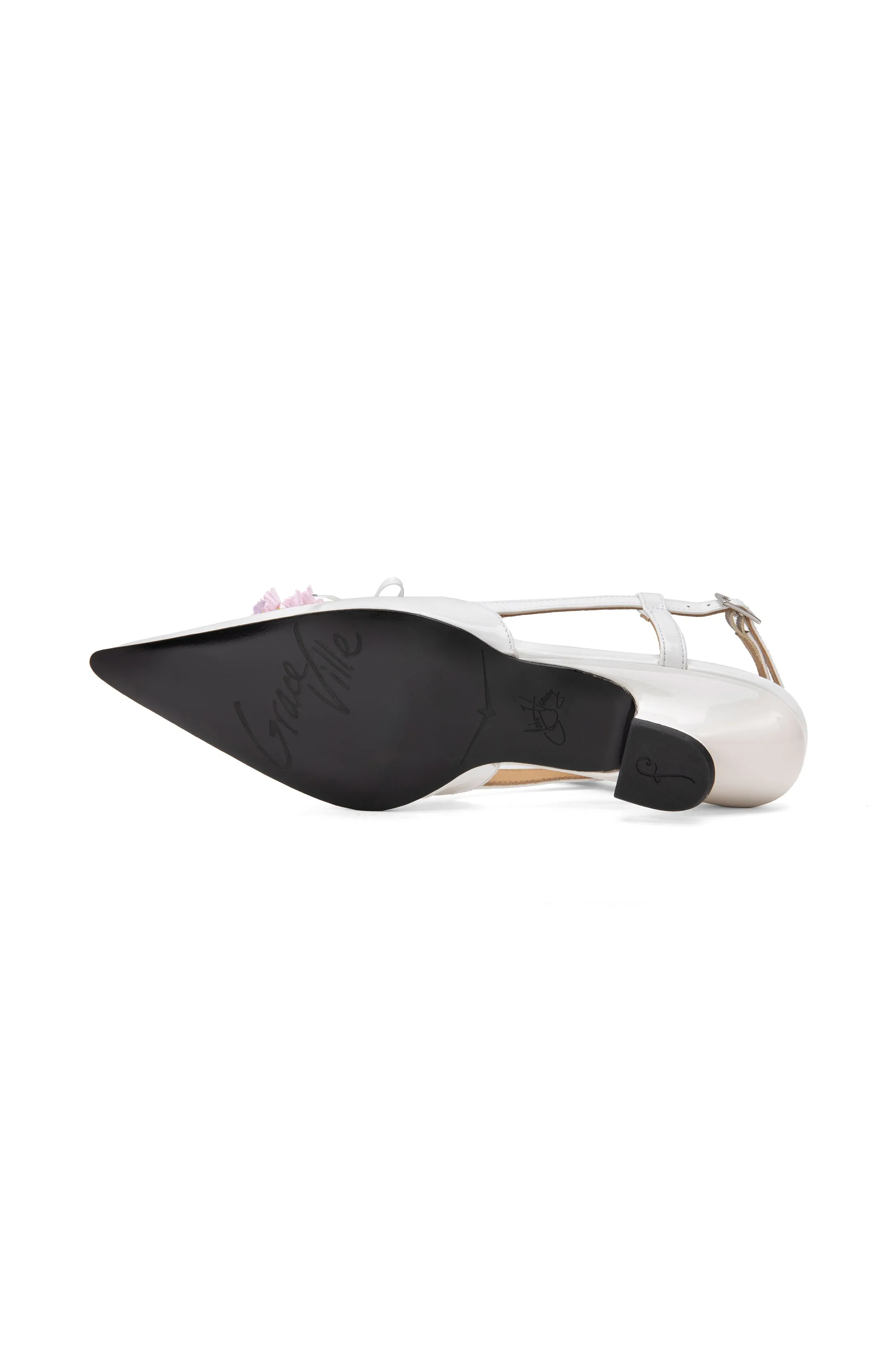 John Fluevog x Anna Sui Slingback Heels- White Annasui