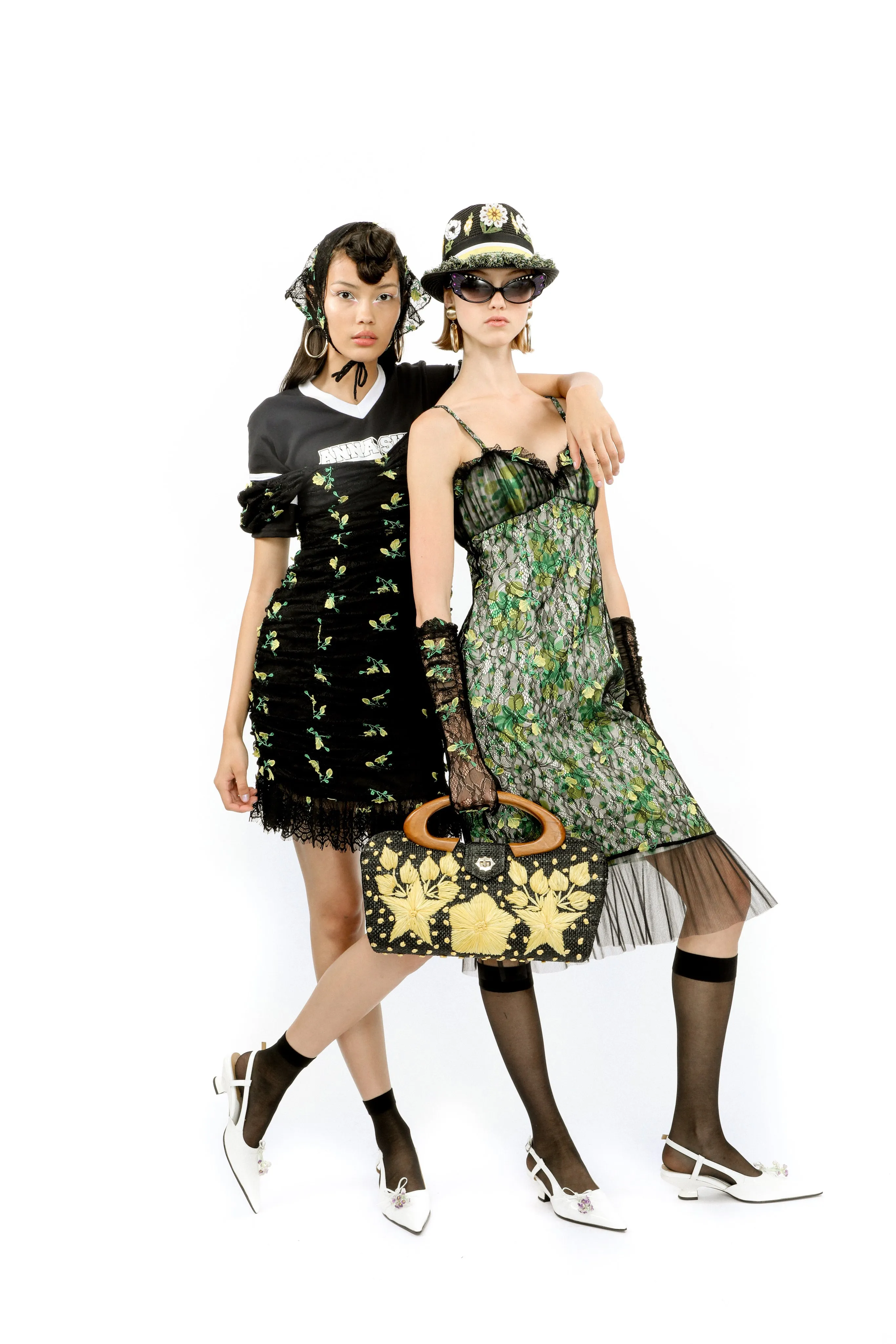 John Fluevog x Anna Sui Slingback Heels- White Annasui