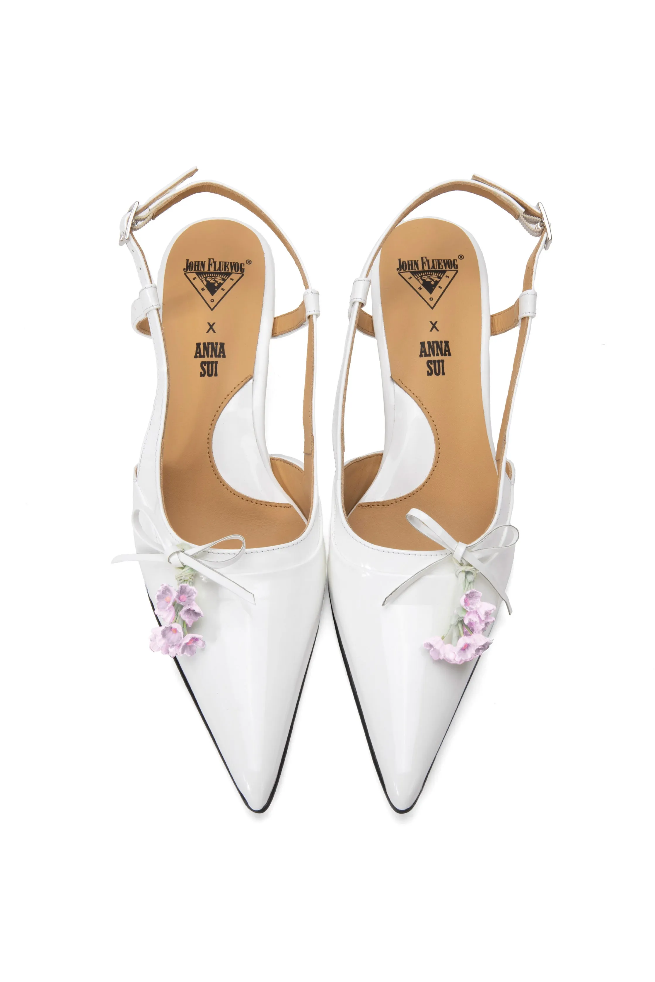 John Fluevog x Anna Sui Slingback Heels- White Annasui