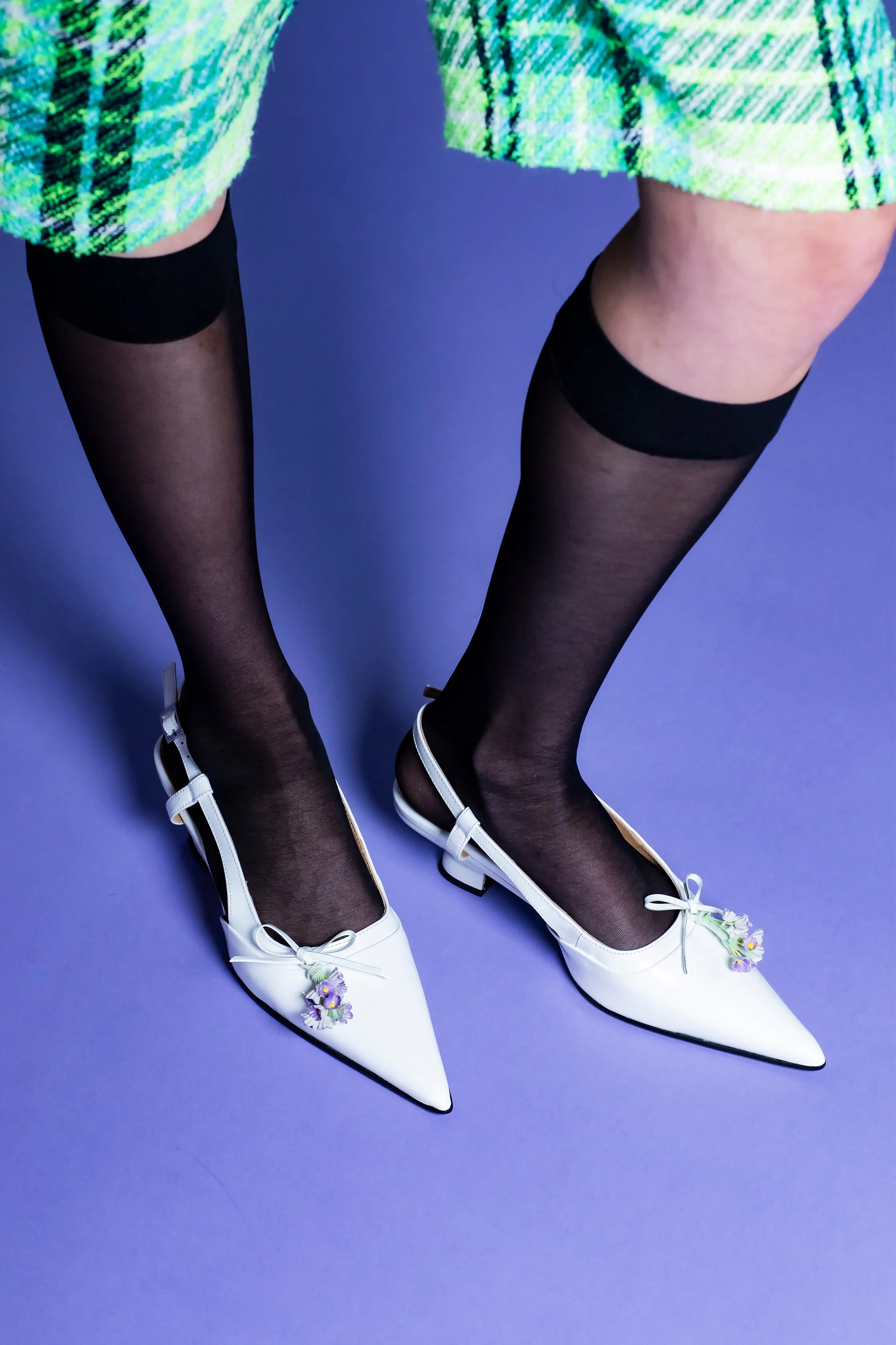 John Fluevog x Anna Sui Slingback Heels- White Annasui