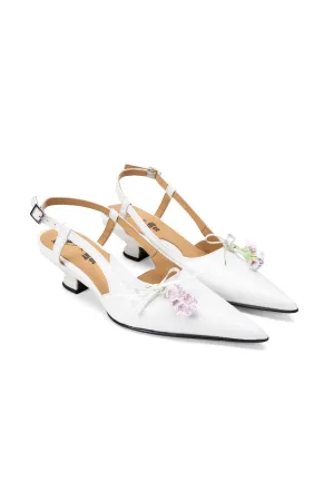 John Fluevog x Anna Sui Slingback Heels- White Annasui