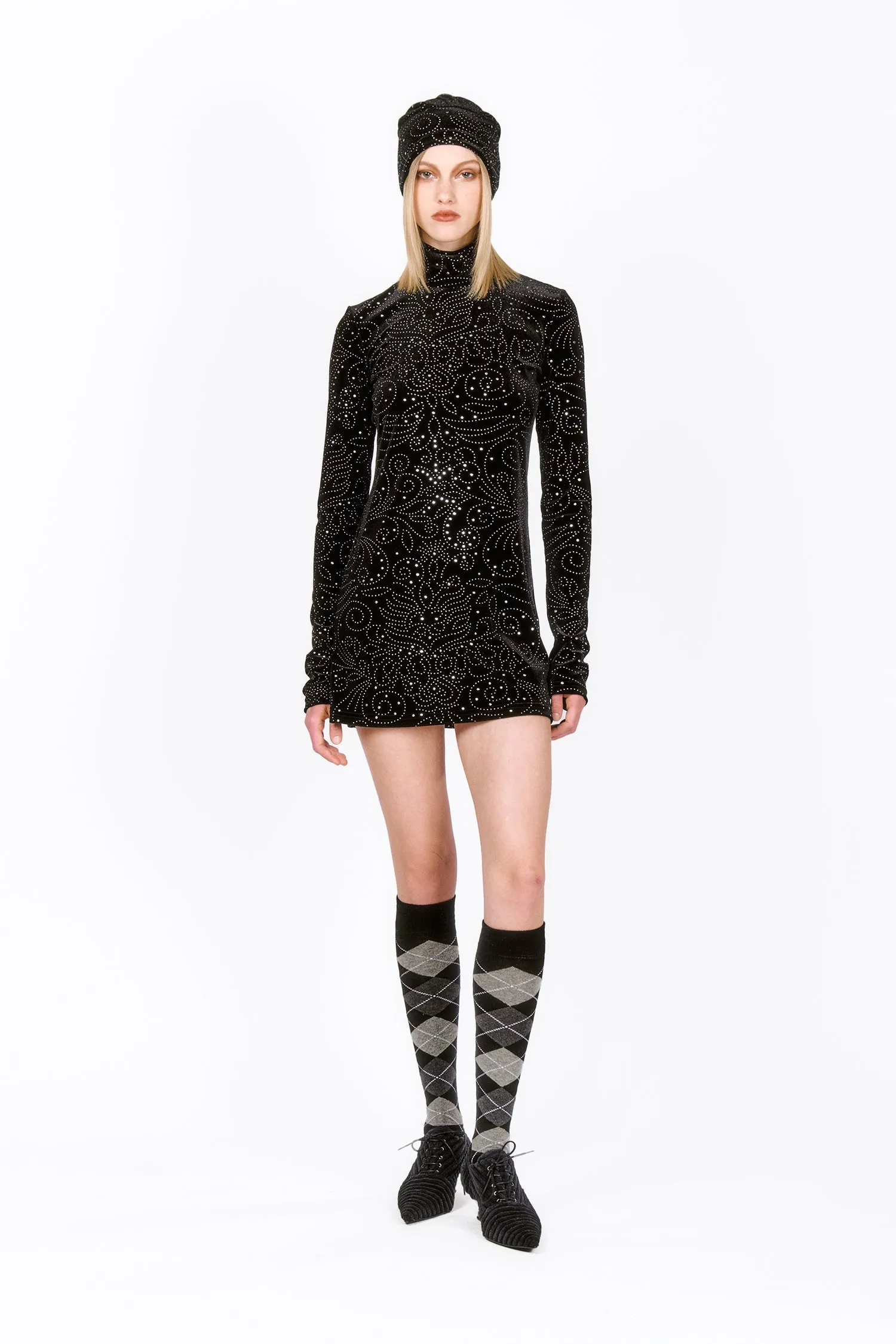 Jubilee Velvet Turtleneck Dress Annasui
