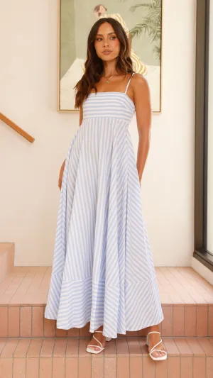 Kaethe Maxi Dress - Baby Blue Stripe Billy J