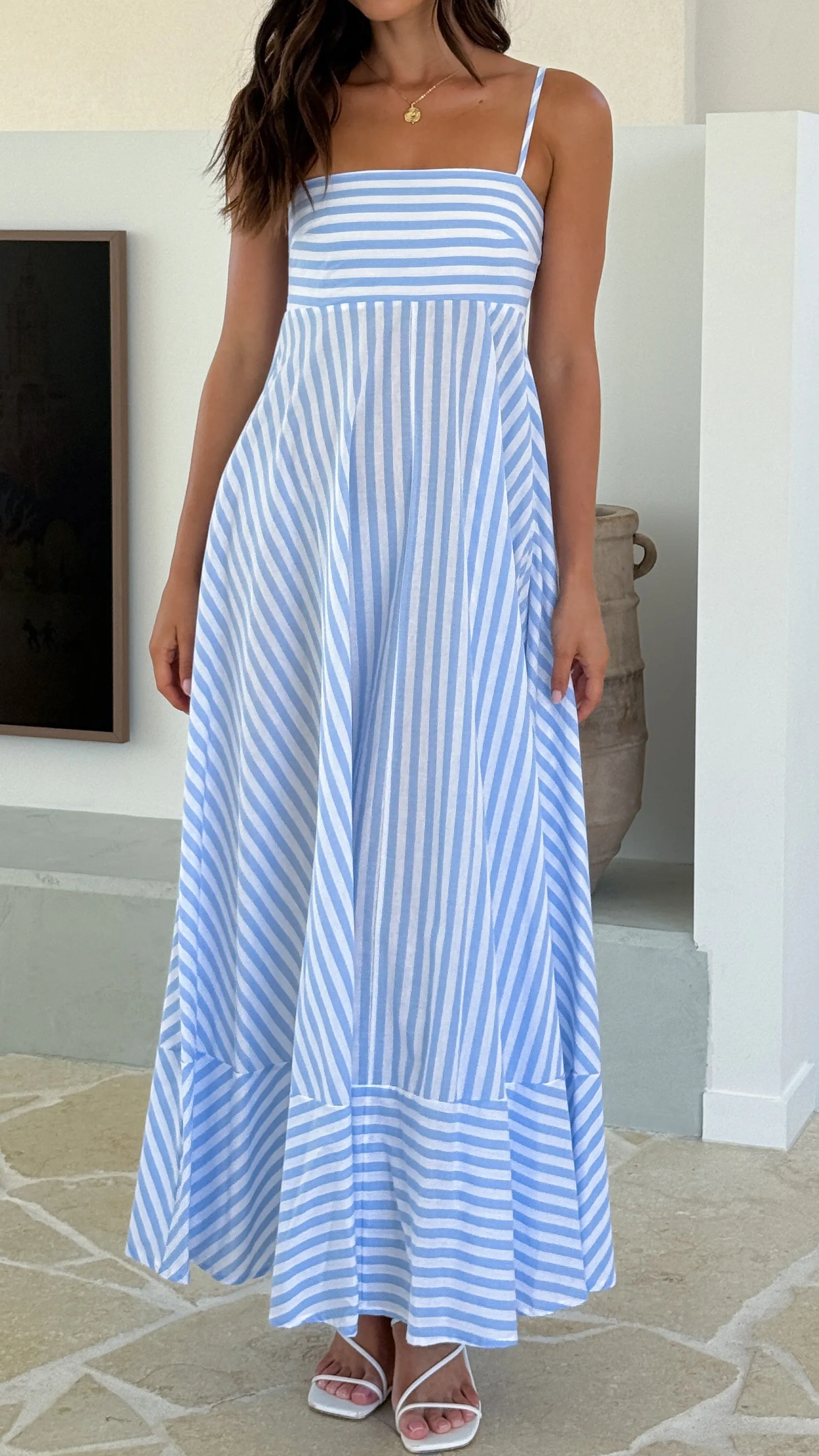 Kaethe Maxi Dress - Baby Blue Stripe Billy J