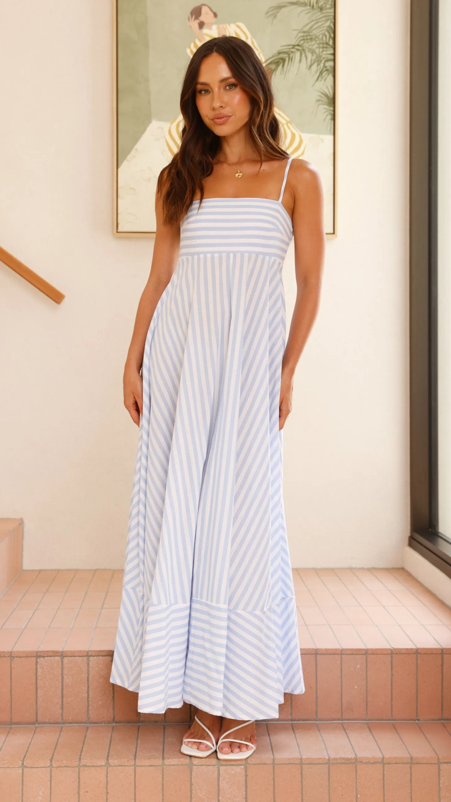 Kaethe Maxi Dress - Baby Blue Stripe Billy J