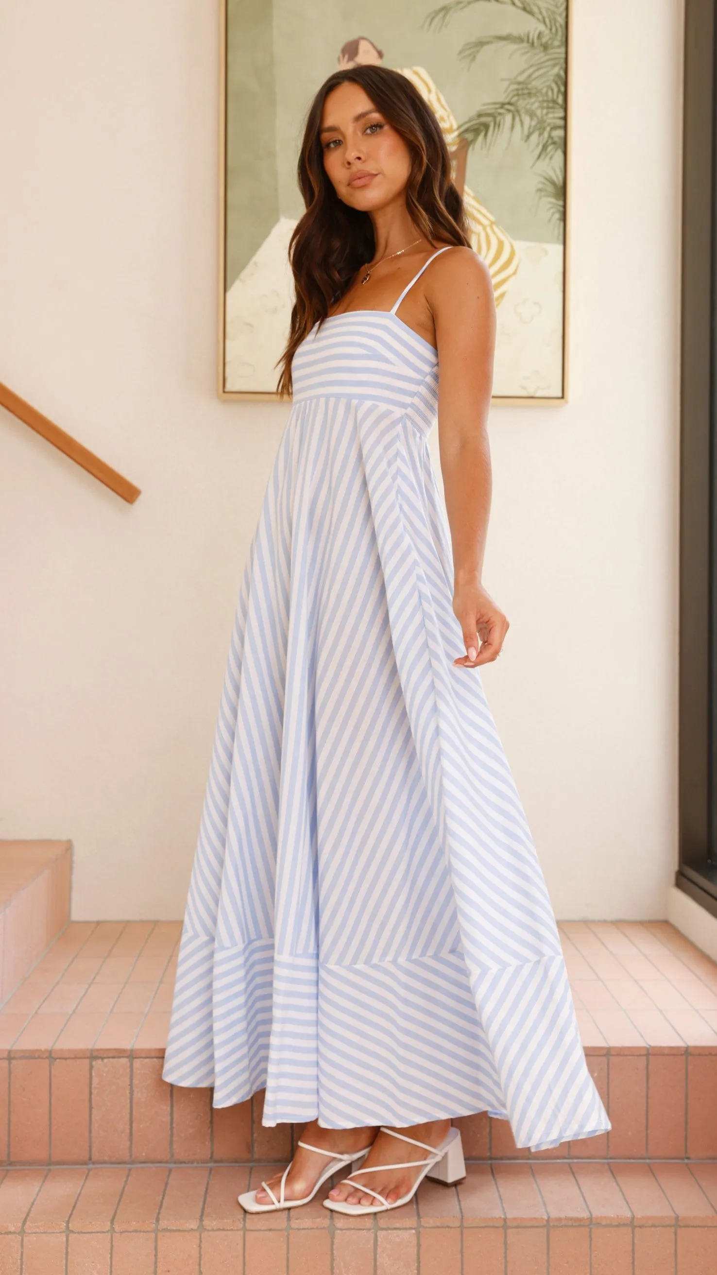 Kaethe Maxi Dress - Baby Blue Stripe Billy J