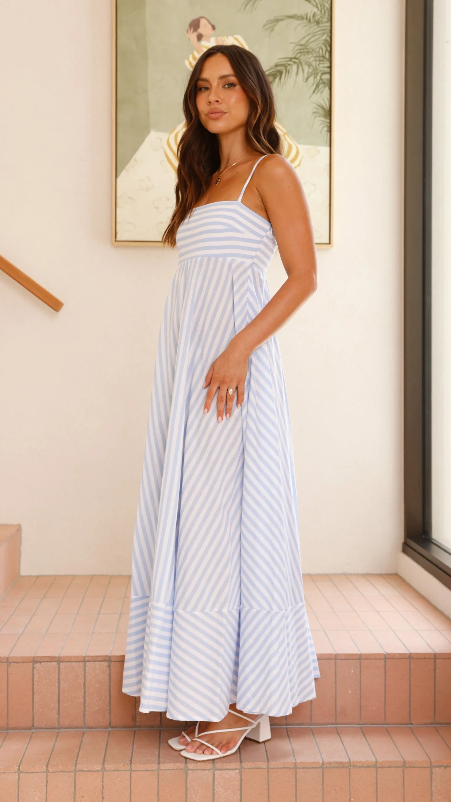 Kaethe Maxi Dress - Baby Blue Stripe Billy J