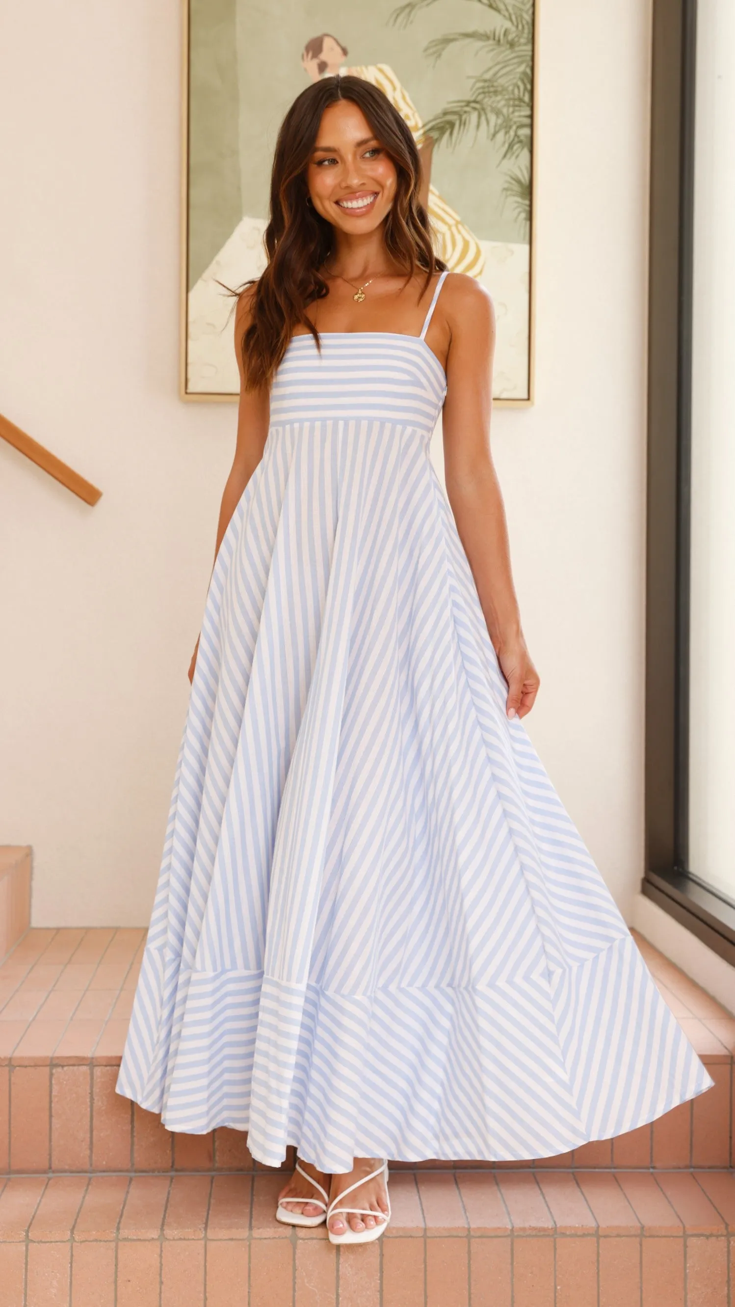 Kaethe Maxi Dress - Baby Blue Stripe Billy J