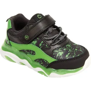 Kid's Lighted Swirl Sneakers In Black/green