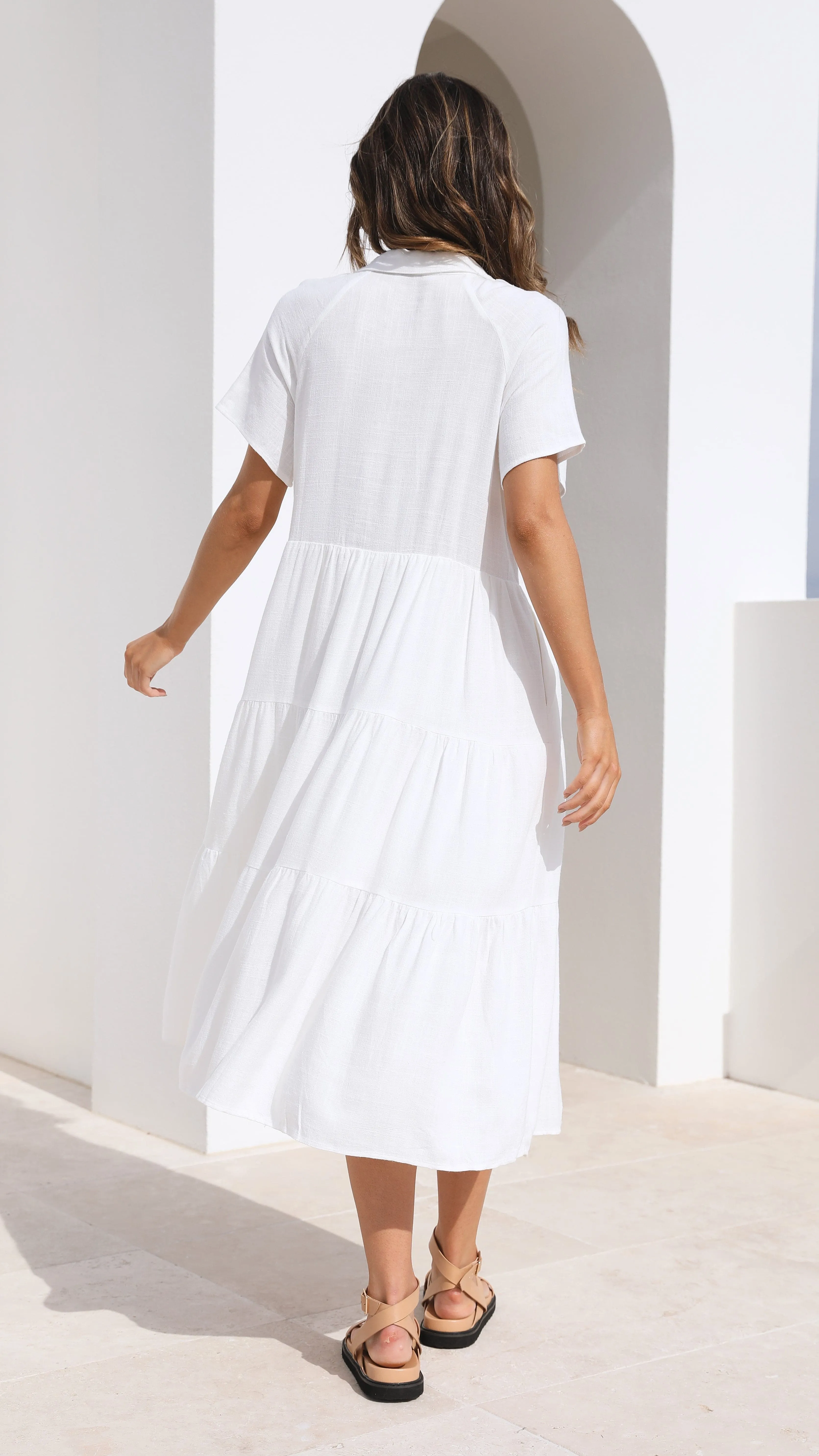 Kimberly Midi Dress - White Billy J