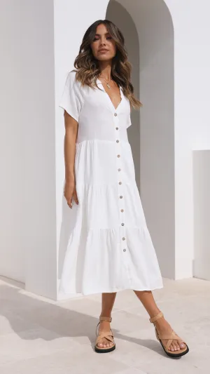 Kimberly Midi Dress - White Billy J