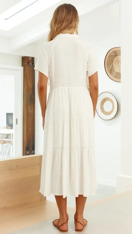 Kimberly Midi Dress - White Billy J