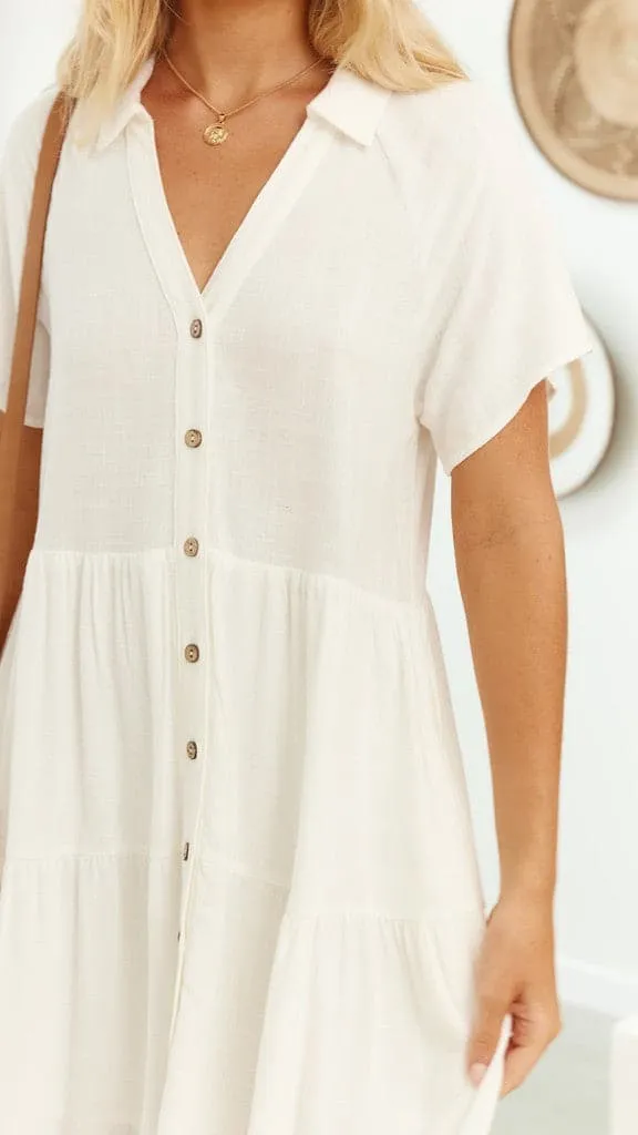 Kimberly Midi Dress - White Billy J