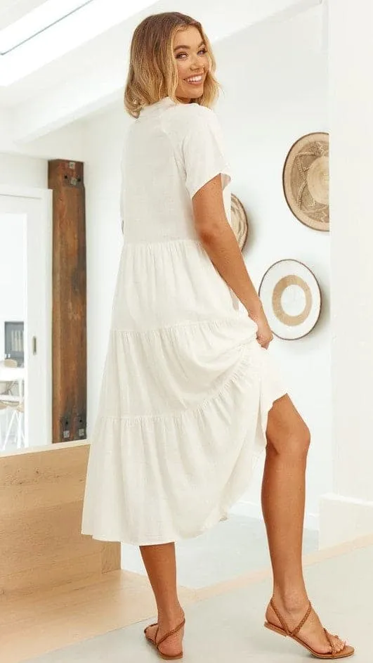 Kimberly Midi Dress - White Billy J