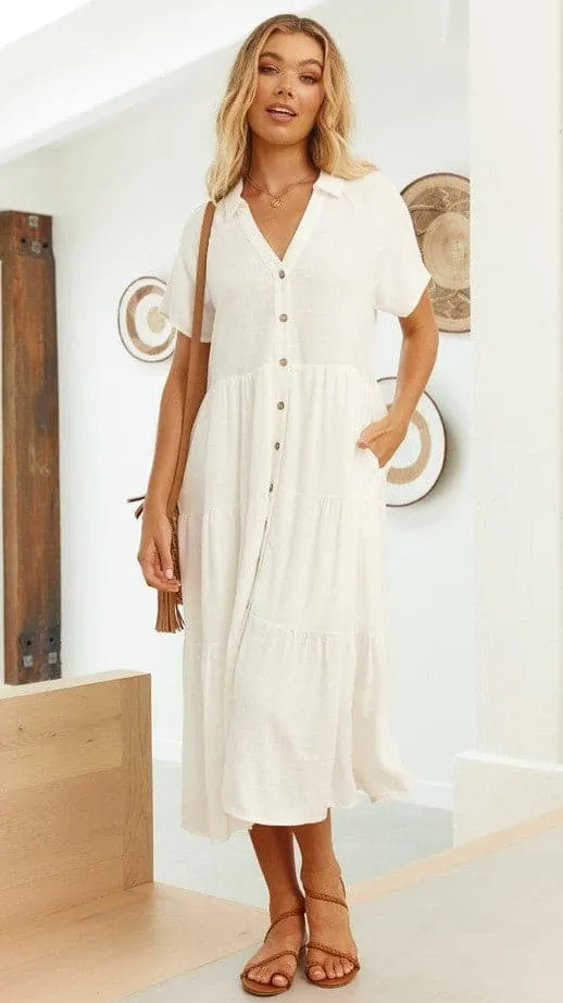 Kimberly Midi Dress - White Billy J