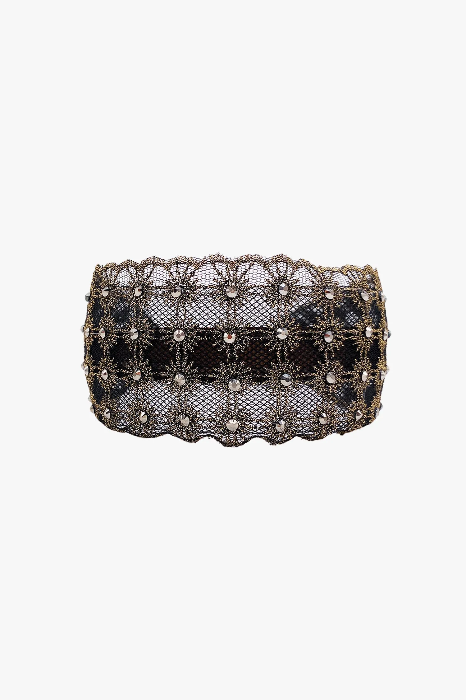 Lacey Embroidered Crystal Headband Gold Annasui