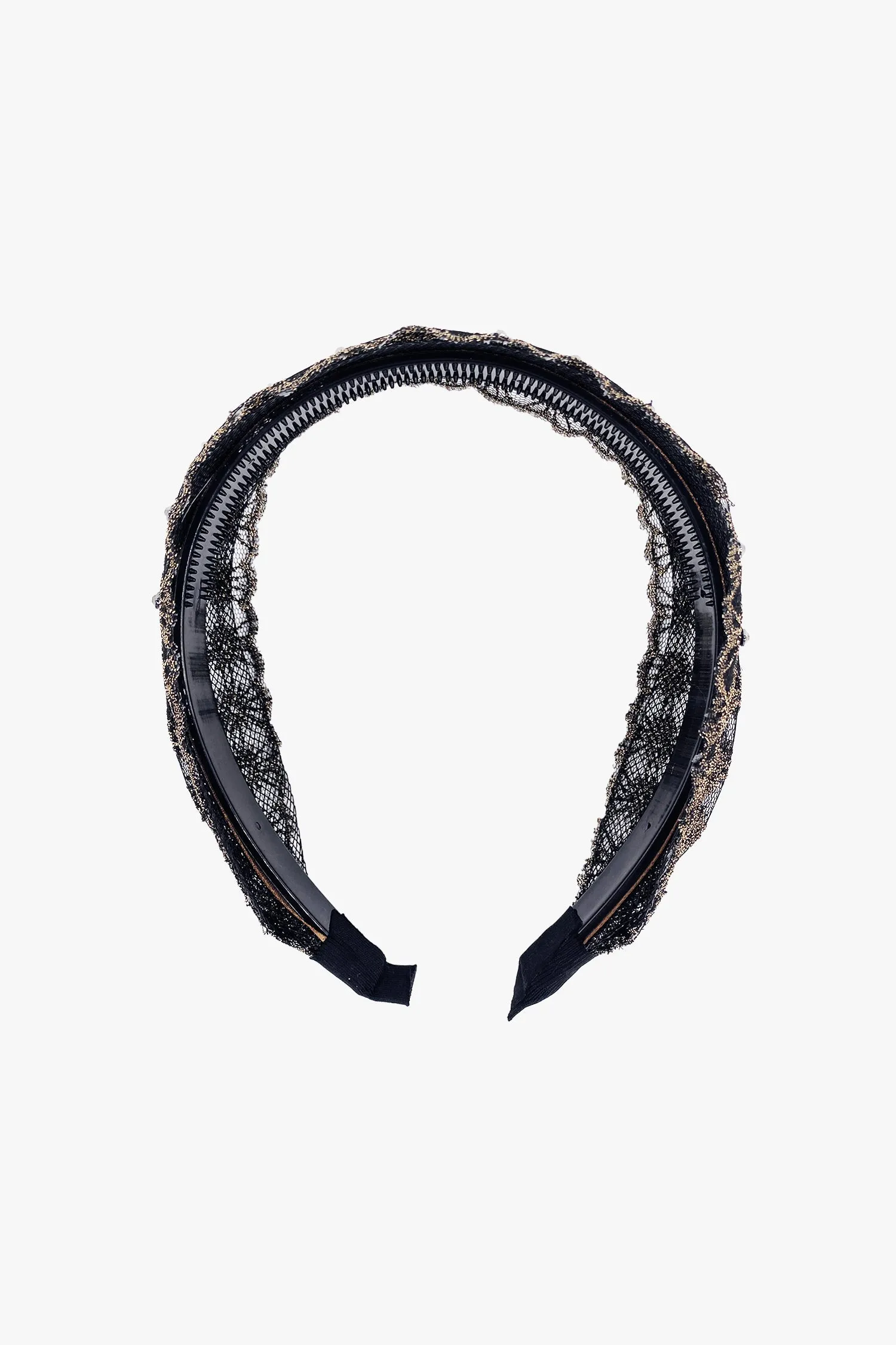 Lacey Embroidered Crystal Headband Gold Annasui