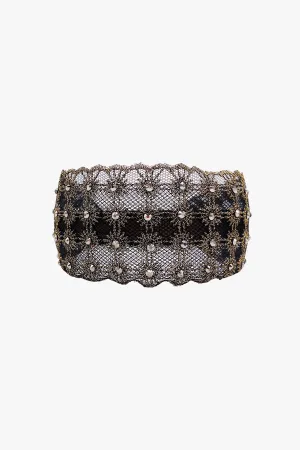 Lacey Embroidered Crystal Headband Gold Annasui