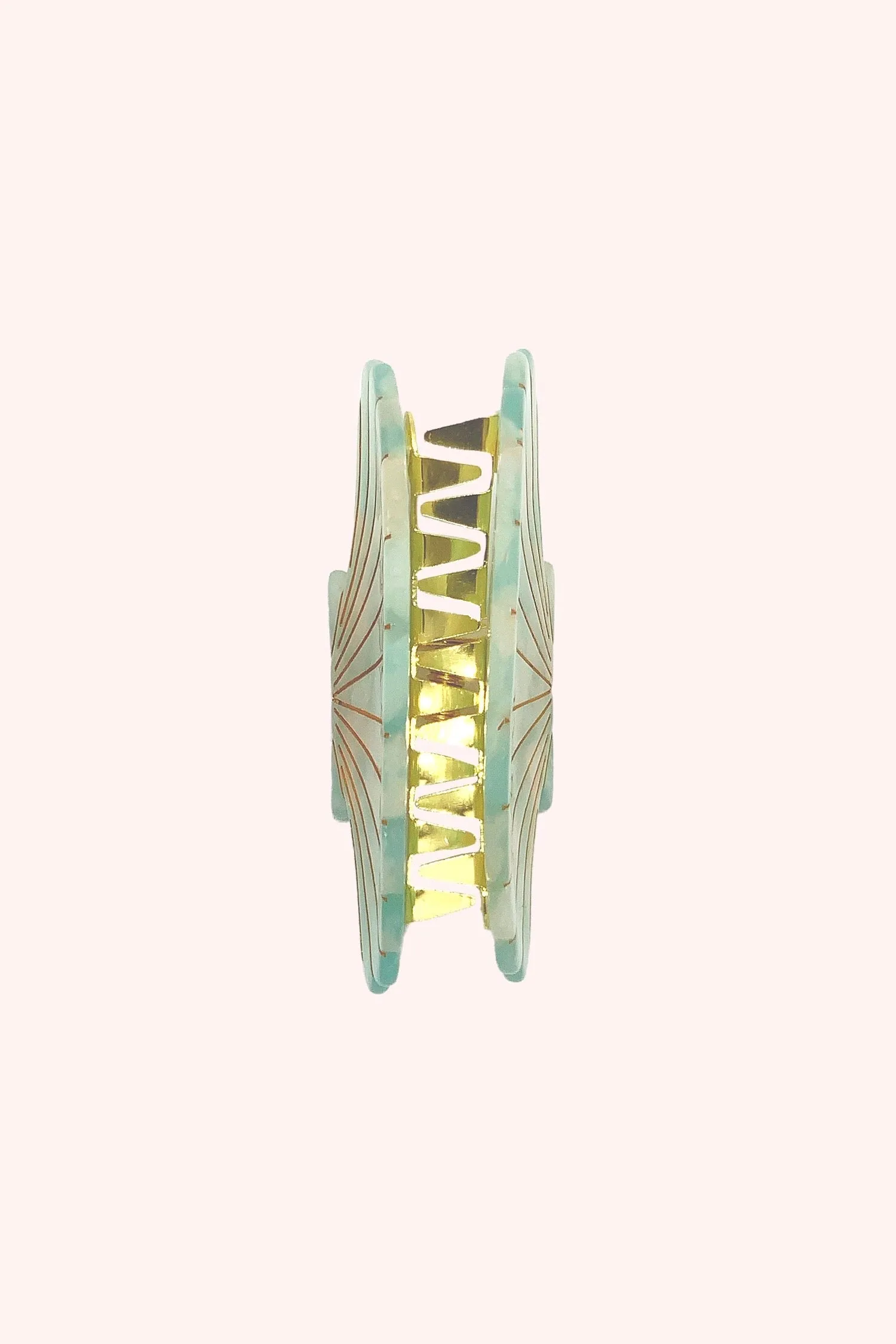 Large Light Aqua Sea Shell Clamp Clip Annasui