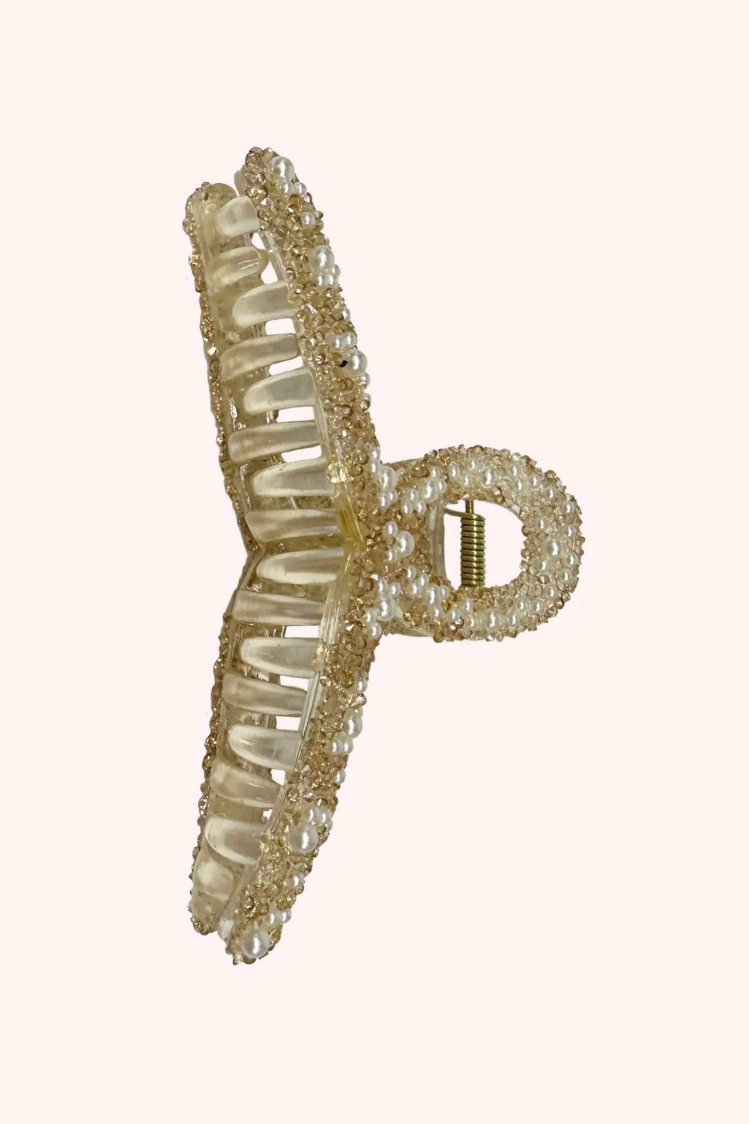Large Pearl Encrusted French Jaw Clip Ivory Annasui