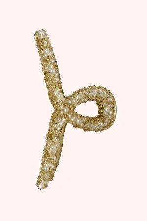 Large Pearl Encrusted French Jaw Clip Ivory Annasui