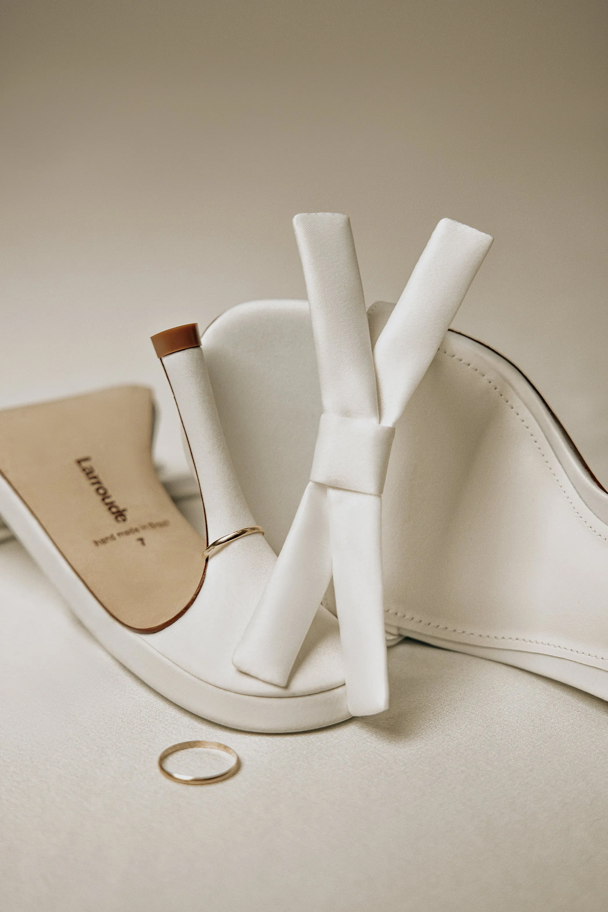 Larroud x Markarian Bridal Sandal In White Satin